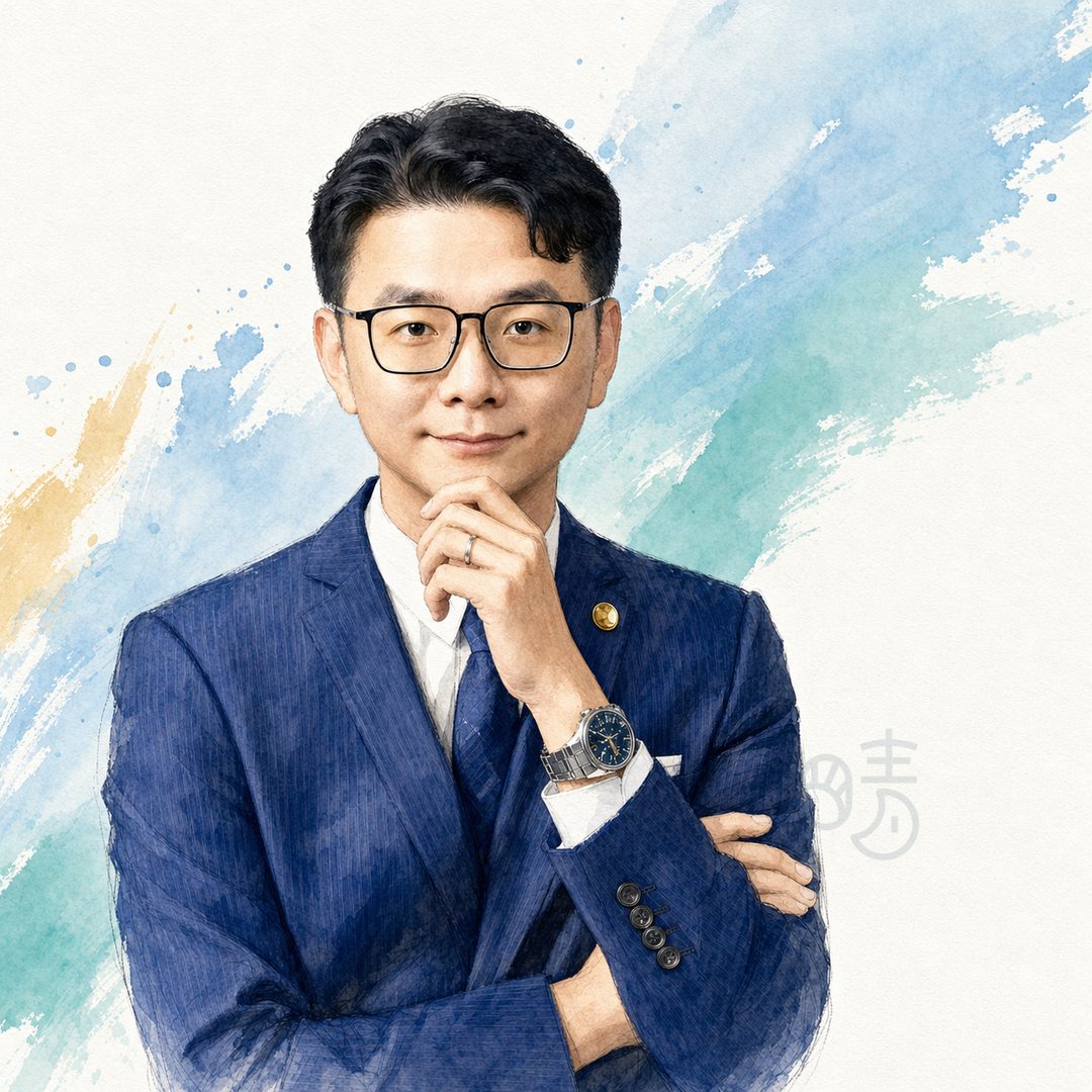 林郁倫律師的水彩風格肖像